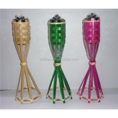 China Europe Outdoor Colorful Bamboo Table Garden Torch For Lighting for sale