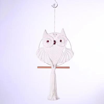 China 2023 Handmade Woven Product Woven Modern Home Decor Reusable Owl Tapestry Wall Hanging Boho Boho Decor Nordic Years Decor for sale