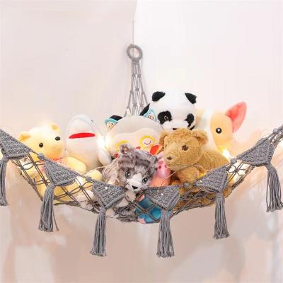 China Handmade Corner Toy Hammock Nordic Home Decor Large Macrame Net Stuffed Animal Hanging Toy Storage Display Animal for sale