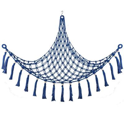 China 2023 New Design Nordic Macrame Toy Corner Hammock Stuffed Animal Net Hammock with Beads and Tassel for Kids Toy Storage Net Nursery for sale