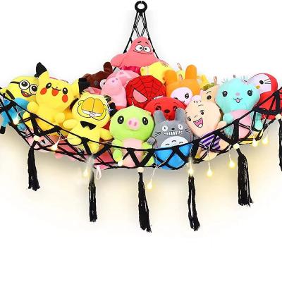 China Nordic Home Corner Hammock Storage Plush Decor Hanging Hand - Net Woven Macrame Boho Tassels Toy For Nursery Kids Bedroom for sale