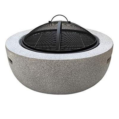 China Serving End Table Magnesium Oxide Stone Fire Pit With Cover Fire MgO Charcoal BBQ Grill Outdoor Home Wood Burning With Spark Screen Fire Pit for sale