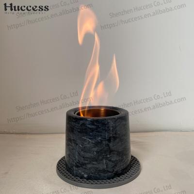 China Stocked With Lid And Mat Stainless Steel Cup Marble Fire Mine Bowl Indoor Use Bio Ethanol Table Safe Fireplace And Marble Outdoor for sale