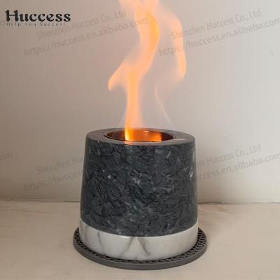 China Stored Safe Indoor and Outdoor Use Stainless Steel Cup Marble Mini Portable Ethanol Office Fireplaces Fire Pit Table Top for sale