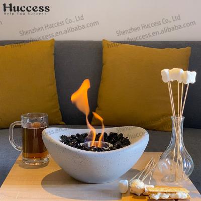 China Stocked in safe and outdoor stainless steel portable concrete indoor fireplace fire pit cup table stock indoor use for sale