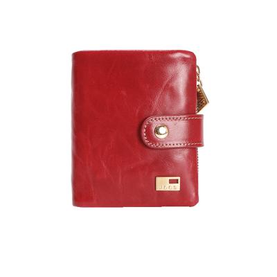 China Waterproof Wallet With Button Pocket Coin Purse Hardware Wallet Clutch Bag Red Cross Body Bags For Women Cross Body Bag Leather Wallet for sale