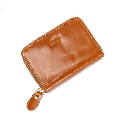 China Hot Sale Genuine Leather Genuine Leather Wallet Anti-theft Stain Top Layer Oil Wax Coin Card Bag Factory Leather Ladies Purse for sale