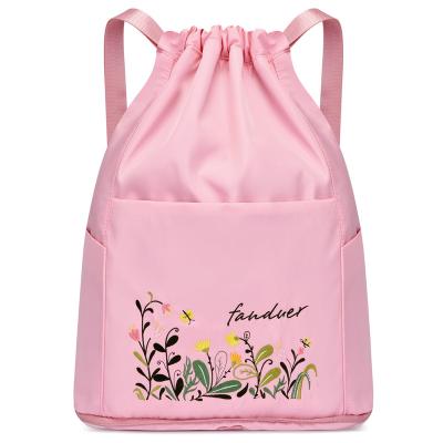 China Fashion Bike Custom Waterproof Pocket Backpack Foldable Shoes Mesh Pink Travel Bag for sale