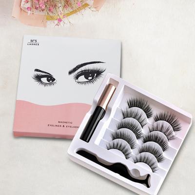 China Natural 5 Pairs Mink Magnetic Eye Lashes Set Private Label Kit Magnetic Lash Lashes Magnet With Eyelash Adhesive Eyeliner Glue Pen for sale