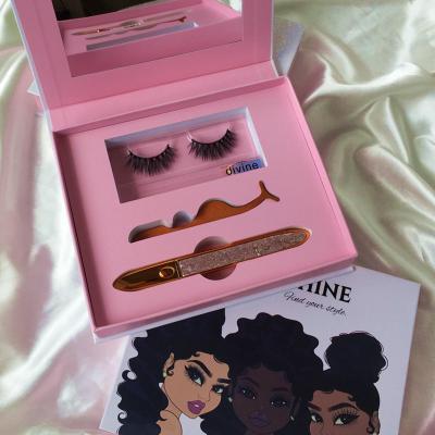 China Luxury Fluffy Lashboxes Supplies 3d Mink Full Strip Lashes Packaging Wholesale Natural Pink 25mm Mink Custom Eyelashes With Lashbox for sale