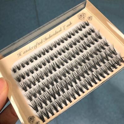 China Precut Segments Lashes Tapered Segment Lashes Groups 20d Wick Groups 18mm Competitive Price Paper Eyelash Box With Logo for sale