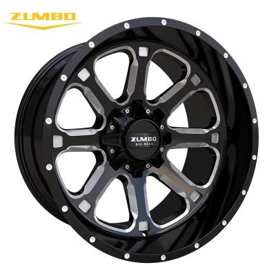 China /truck/car/jeep A0259 Aluminum Alloy Wheels Rims Manufacturer 5x114.3 PCD Off-Road Wheels 22 Inch Gloss Black With ET-44 Milled for sale