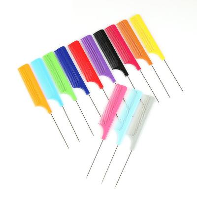 China Home Hairdressing Professional Dense Steel Tooth Comb Needle Comb Hair Salon Multicolor Plastic Sharp Tail Comb for sale