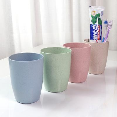 China 2022 viable the most popular fresh color wheat straw + pp material household big belly toothbrush cup for sale