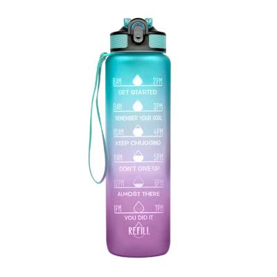 China Amazon Hot Sellers Gradient Color Big Stocked Plastic Water Bottle 1000ml Capacity for sale