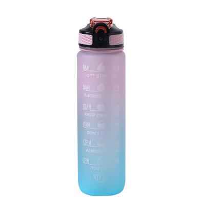 China Wholesale Eco-Friendly PC Sports Stocked Plastic Water Bottle With Time Marker Custom Straw Lid Drink Motivational Water Bottle for sale