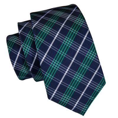 China Wholesale Custom Casual Formal Hi-Tie Logo Blue Green Checked Polyester Tie Neck Silk Ties For Men for sale