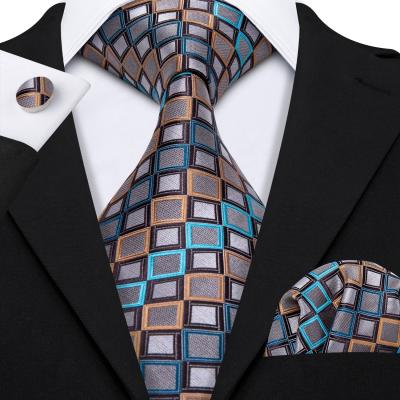 China Wholesale Cheap Silk Plaid Slik Ties Mens Tie Pocket Square for sale