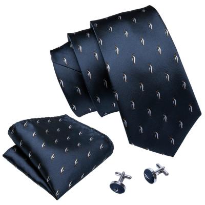 China Latest Design Penguin Printing Custom Silk And Polyester Custom Silk Animal Print Tie Animal Printed 100% Silk Mens Tie for sale