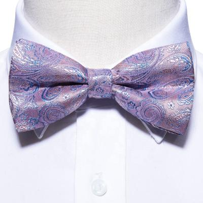 China Wholesale Cheap Price Silk Customized Logo Flower Silk Bow Ties Pink Bow Tie Set Paisley For Men for sale