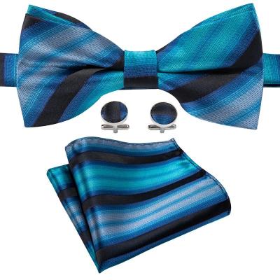 China New Fashion Custom Design Dobby Bowties Wholesale Pre Tied Men's Bow Ties Handkerchief Set for sale