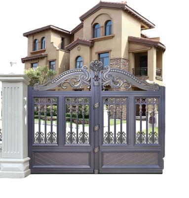 China European modern light luxury villa anti-corrosive high-end outdoor garden style aluminum alloy electric yard gate for sale