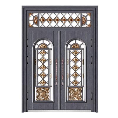 China High Strength and Corrosion Resistance Front Iron Door Designs Wrought Modern Copper Clad Iron Security Steel Doors for sale