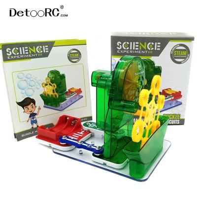 China Plastic Detoo DIY Full Automatic Educational Toy For Children Assembly Science Bubble Machine Toys for sale