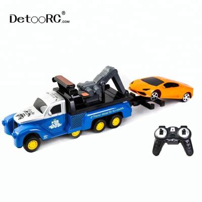 China Engineer car toys Detoo remote tractor with 2 car toys rc truck trailer for sale