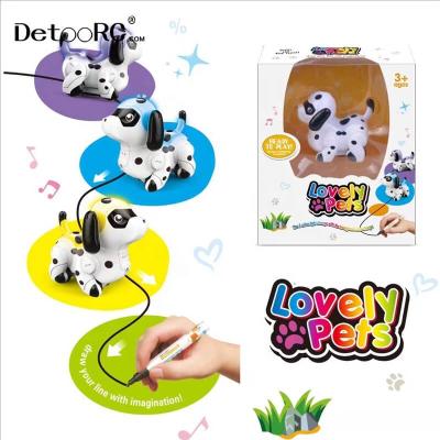 China Follow The Line Robot Detoo 2019 Funny Kids Educational Toys Staff Pen Drawing Follow Toys Robot Dog Inductive Kids Animal Toy for sale