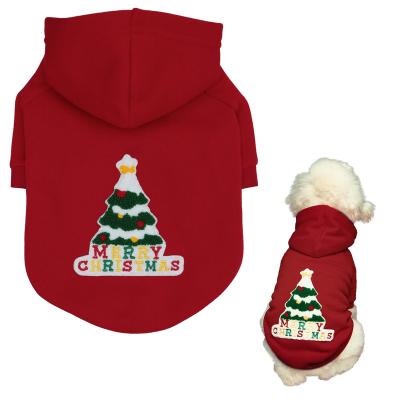 China Santa Tree Red Brushed Hoodies Cozy Stocked Dog Christmas Custom Holiday Towel Embroidery Sweatshirts Teams Clothing for sale