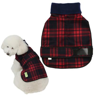 China Wholesale Bulk British Plaid Pet Puppy Pug Winter Vest Adjustable Soft Warm Brushed Sleeveless Vest Stocked With Back Hole for sale