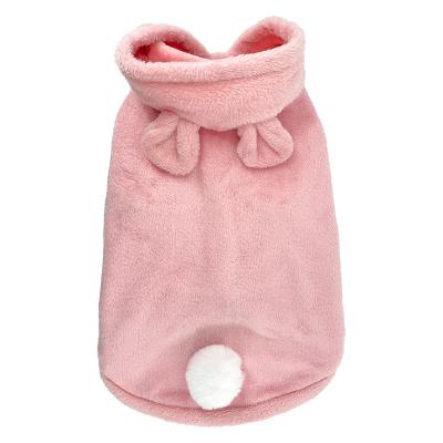 China 2023 New Design Pink 3D Fleece Flannel Bear Warm Cute Detachable Tail Dog Sleeveless Stocked Winter Vest Pet Love Thick Hoodies for sale