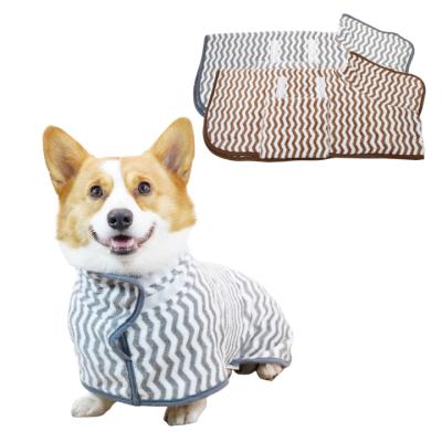 China Wholesale Viable Quick Dry Soft Super Absorbent Pet Grooming Towel Fitness Zebra Bars Dog Pajamas Bathing Bathrobe for sale