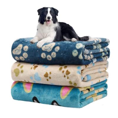 China Warm Cute Soft Pad Mat Throw Cover Blanket Pet Puppy Dog Fleece Paw Pattern Designer Fluffy Coral Wholesale Custom Breathable for sale