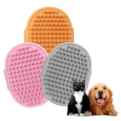 China Pet Supplier Grooming Stocked Palm Sweep Soft Rubber Loop Handle Hair Shampoo Comb Adjustable Massager Bath Brush for sale