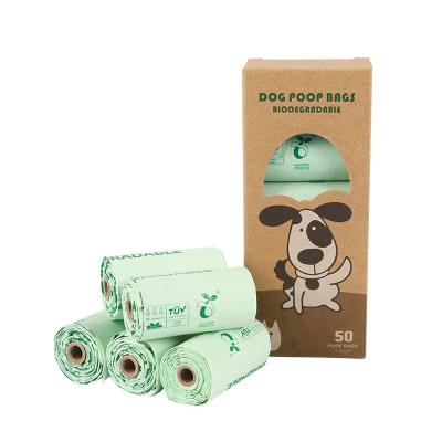 China Wholesale Easy Sustainable Printing Compostable Disposable Biodegradable Dog Pattern Pet Leak Proof Cornstarch Tie Dog Poop Waste Bags for sale