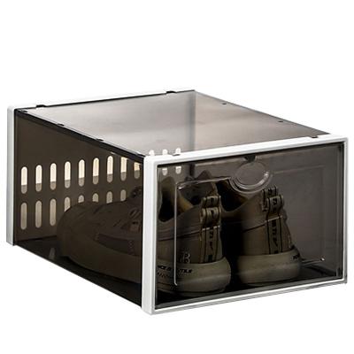 China Sustainable Creative Upright Plastic Storage Shoe Storage Box Sneaker Box for sale