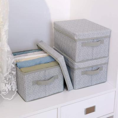 China 3PCS Viable Toy Fabric Cube Organizer Storage Fashionable Boxed Viable Collapsible Cube Storage Bins For Home Organizer With Lids And Handles for sale