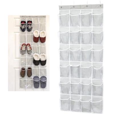 China 24 Eco-Friendly Large Black White Eco-Friendly And Economical Mesh Pockets Over The Door Hanging Shoe Organizers for sale