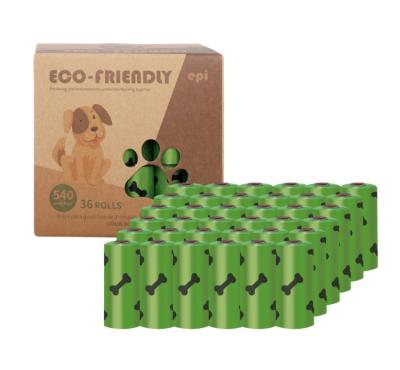 China Green Eco Friendly Disposable Compostable Biodegradable Stocked RTS 36 Rolls 540 Bags Dog Poop Stored Bag for sale