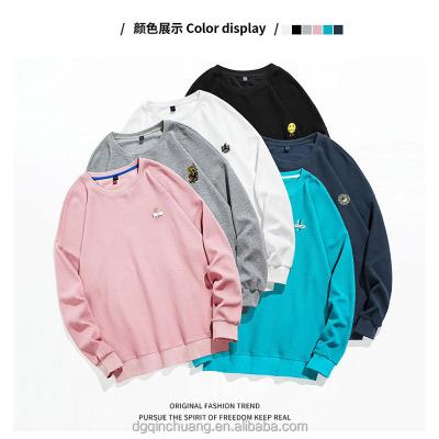 China 2022 fashionable simple loose long-sleeved waffle new brand new brand Anti-wrinkle wild sports embroidered sweater men's round neck for sale