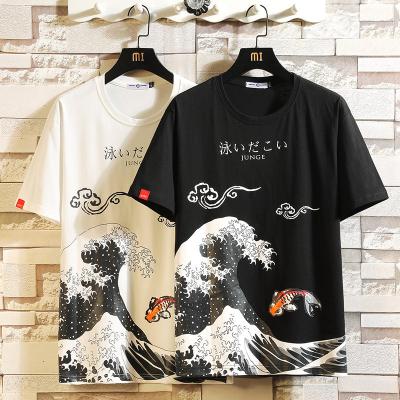 China Anti-Shrink Japanese Anime Print Men's T-shirt Summer Cotton Anti-Shrink Oversized T-shirt 5XL Male Casual Loose Fashion for sale