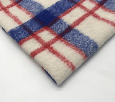 China Viable in stock, blue /red/white check fabric woolen fabric, woolen plaid fabric for sale