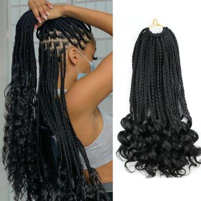 China Premium Fiber Synthetic Hair New Arrival Goddess Box Braids With Curly Ends Synthetic Bohemian Hair Extensions Crochet Curly End Box Braid for sale