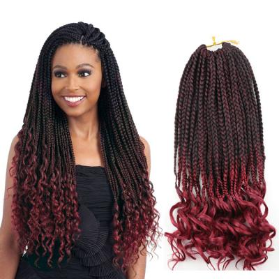 China Julianna Synthetic Crochet Hair Synthetic Box Braids Premium Fiber Hair Extensions With End Curly Goddess Bohemian Box Braids for sale