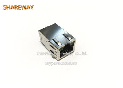 China Solo conector J0G-0059NL de la fila 6pins PoE RJ45 de ángulo recto con el LED/el finger en venta