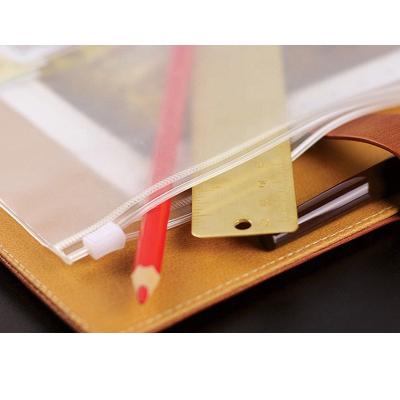 China ZJ 15PCS/pack PVC A5 Convenient Clear Binder Pockets Clear Zipper Folders For 6-Ring Notebook Binding Files Reports Binding for sale