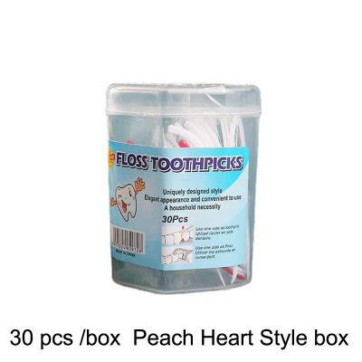 China wholesale 30pcs peach heart dental floss picks bracket flosser making tooth cleaning all people (mixed red white color) HF530 for sale