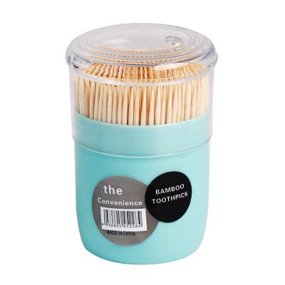 China 300 PCs/Container Clear Round BB5228 Disposable Bamboo Toothpicks Bottle Toothpicks for sale